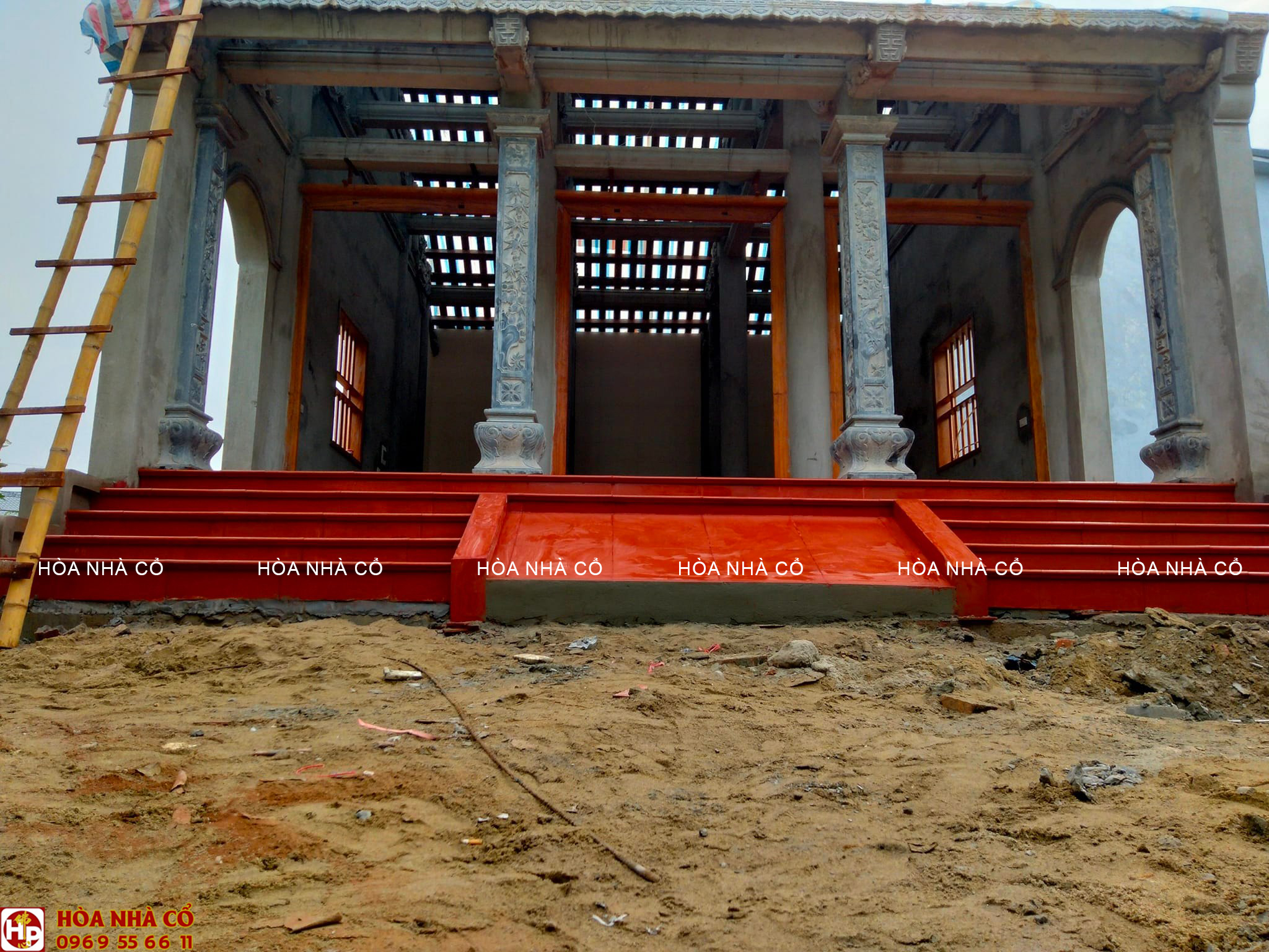 Bê tông giả gỗ: Xây dựng nhà 3 gian ở Nghệ An